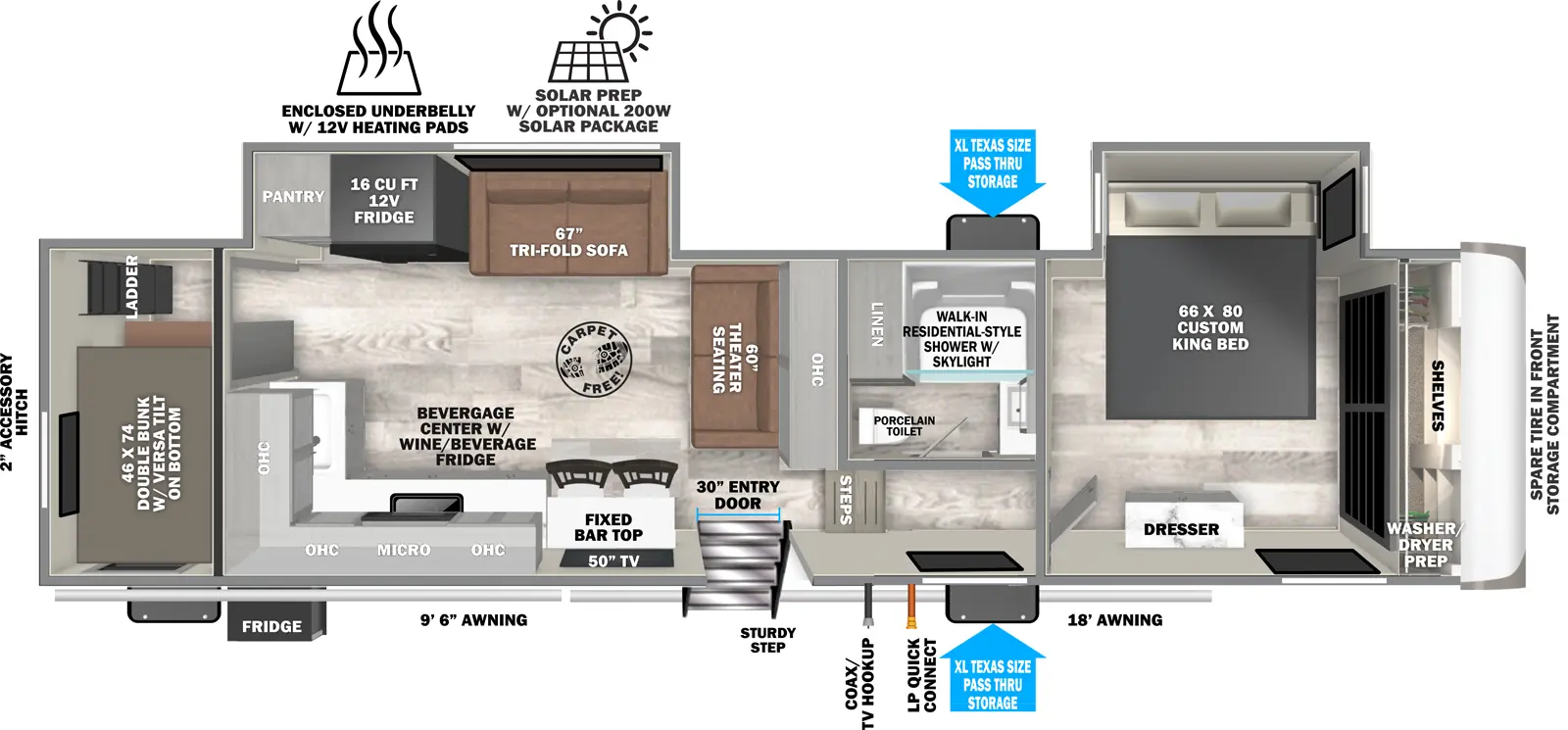 Hemisphere Fifth Wheels 328BH Floorplan